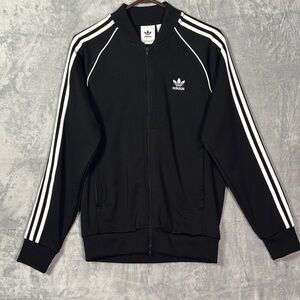 Adidas Black White Classic Bomber Track Front Zip Jacket Size Medium